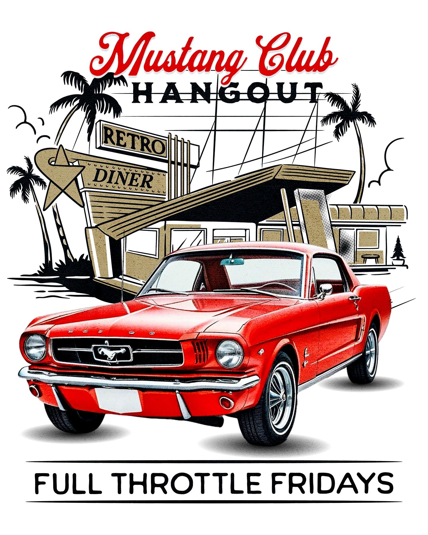 1960s Mustang FULL THROTTLE FRIDAYS T-Shirt