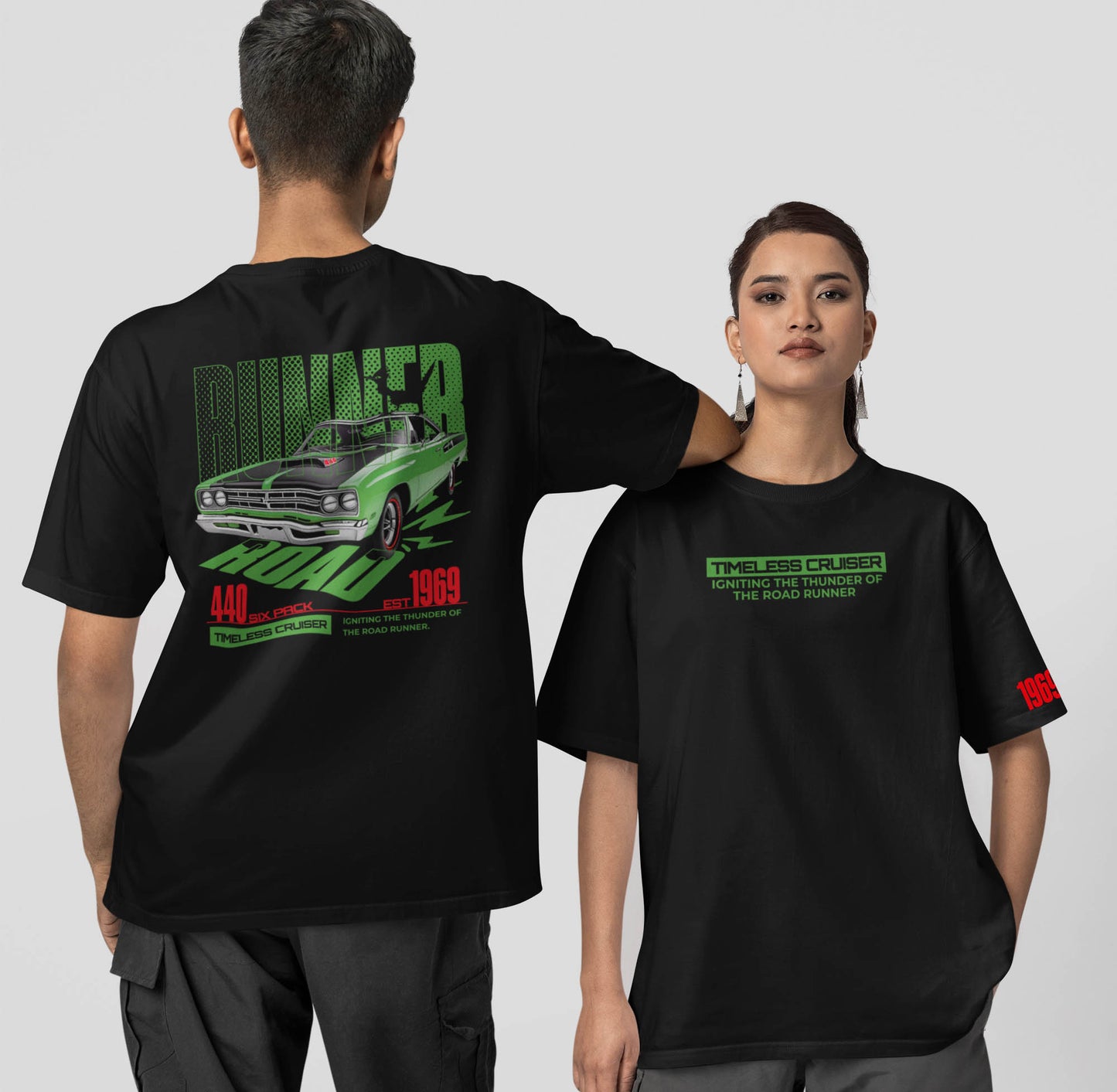 TIMELESS CRUISER 1969 Plymouth Road Runner T-Shirt (Front & Back)