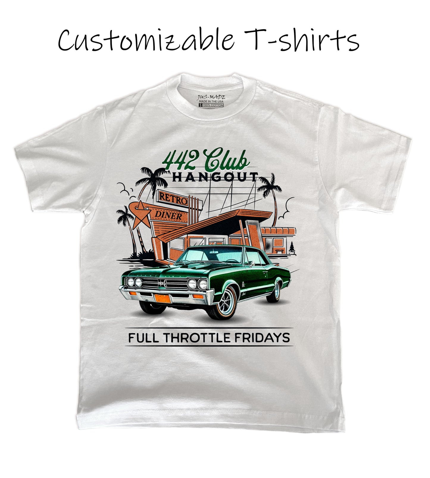 1960's Retro Diner CUSTOMIZABLE Muscle Cars T-Shirt