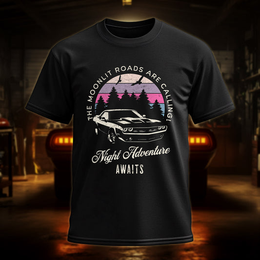 NIGHT ADVENTURE Muscle Car (Distressed) T-Shirt