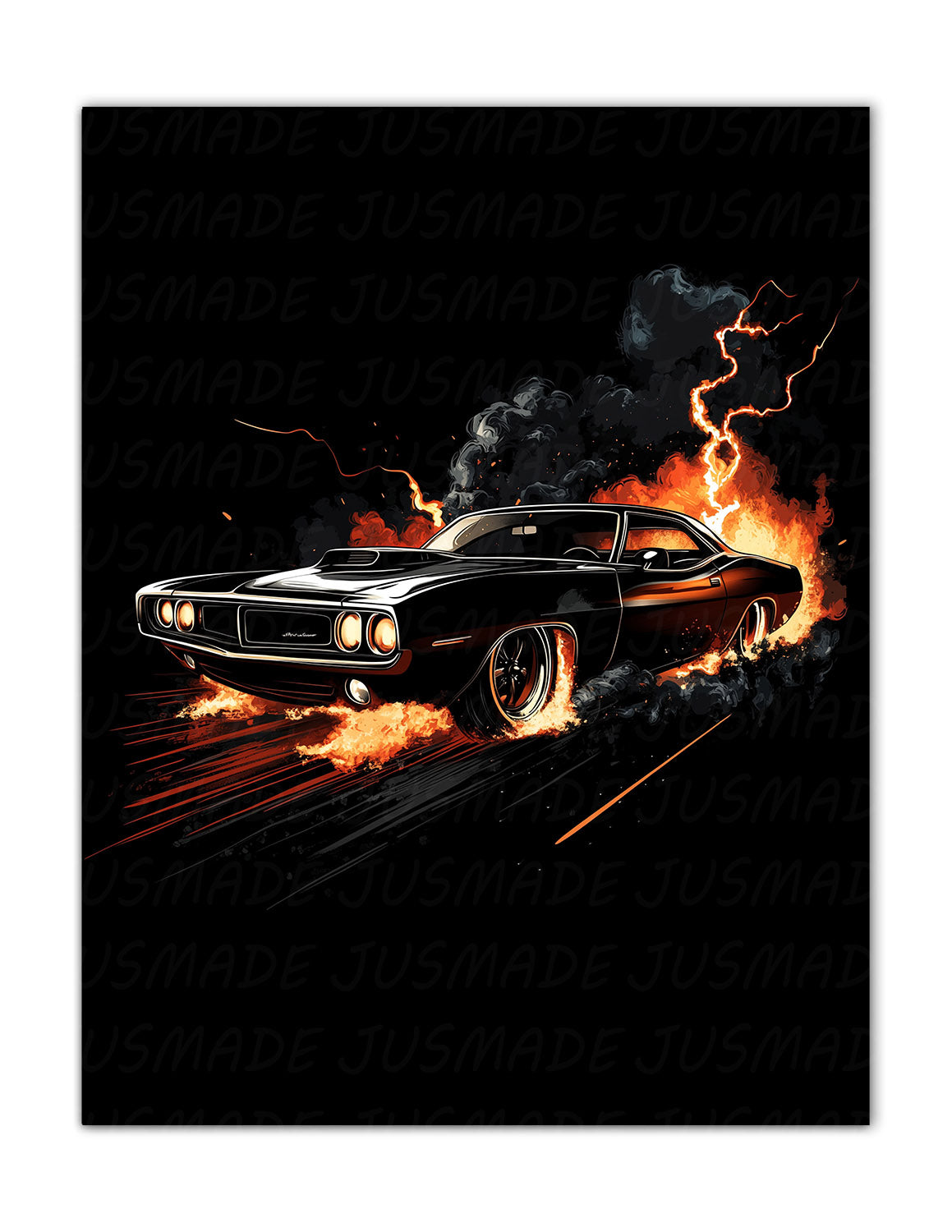 HEMI CUDA Flames & Lightning Poster