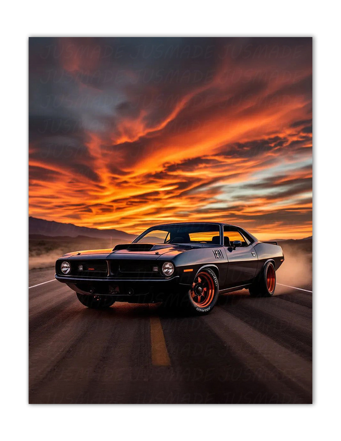 DESERT SUNSET 1970 Hemi Cuda Poster