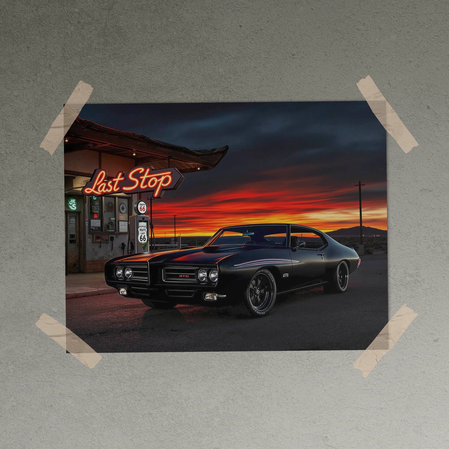 DESERT KING Black 1969 GTO JUDGE Poster