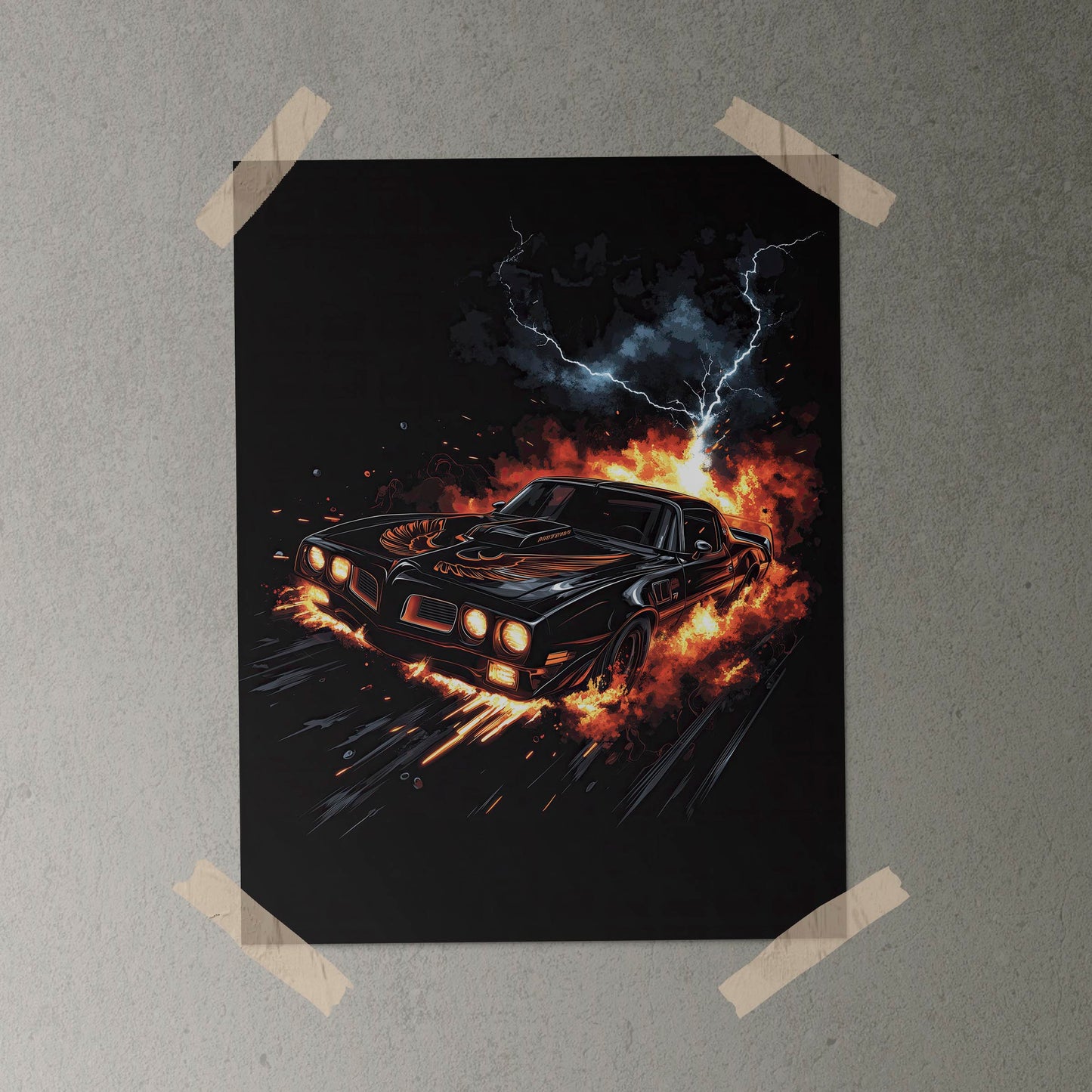 TRANS AM Flames & Lightning Poster