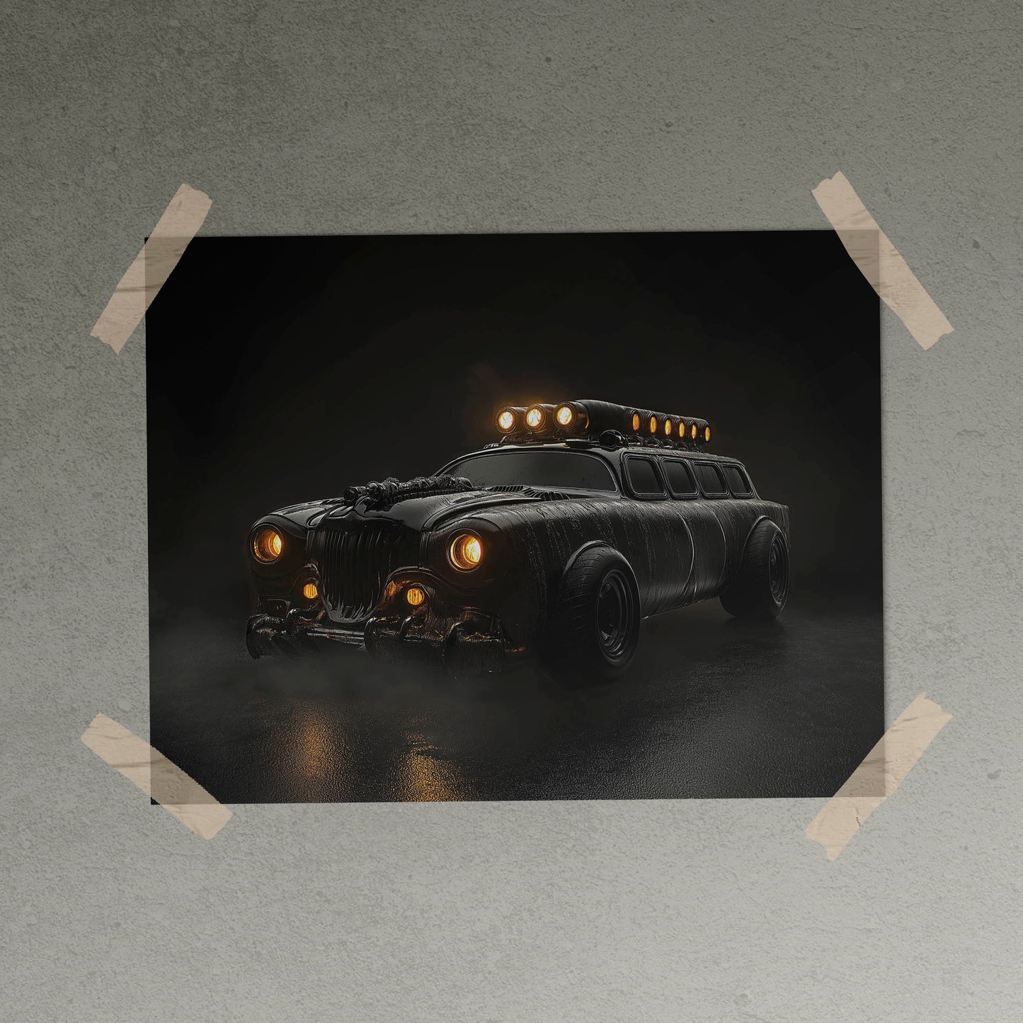 Muscle Car Scary Hearse Poster