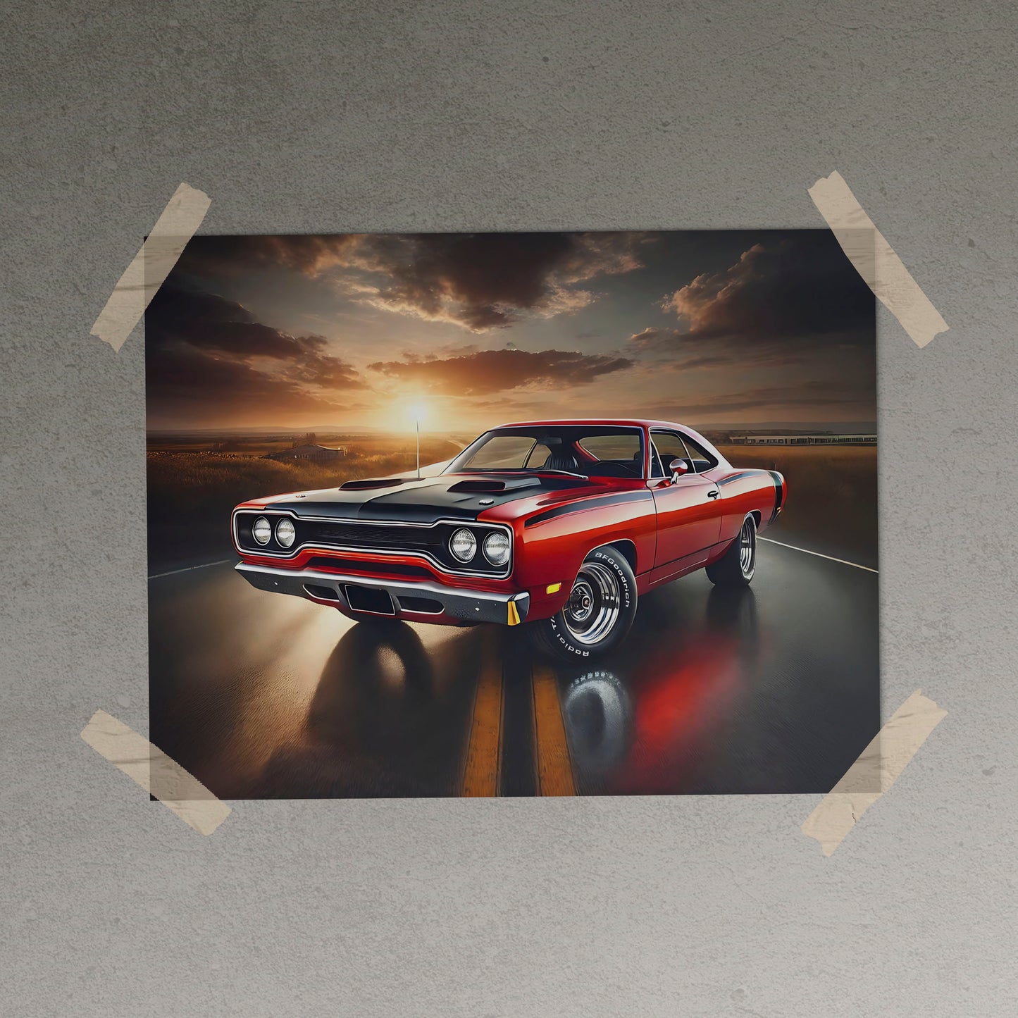 1970 Road Runner (Red) Sunset Poster