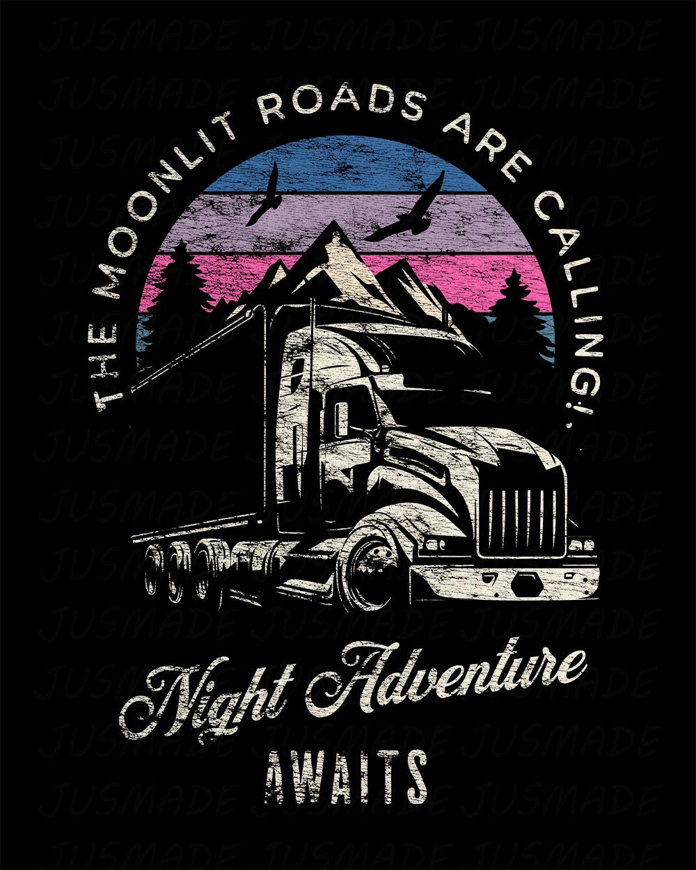 NIGHT ADVENTURE Semi-Truck (Distressed) T-Shirt